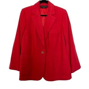 Harve’ Benard by Benard Holtzman Red Wool Blazer with Single Button Clos…